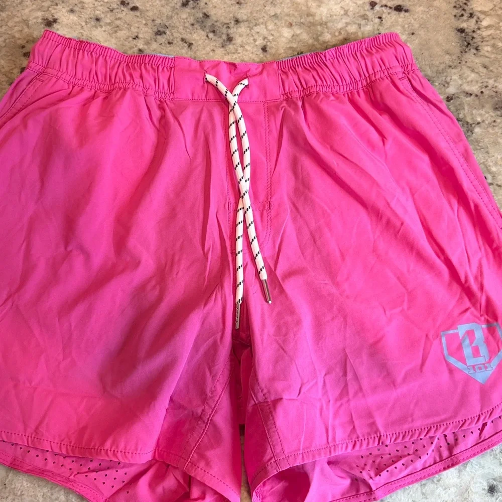 Men's Pink Athletic Shorts with Drawstring